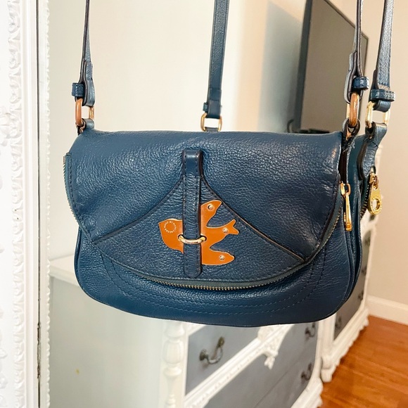 Marc by Marc Jacobs Petal to The Metal Percy Blue Bird Leather Crossbody Bag - Picture 1 of 9